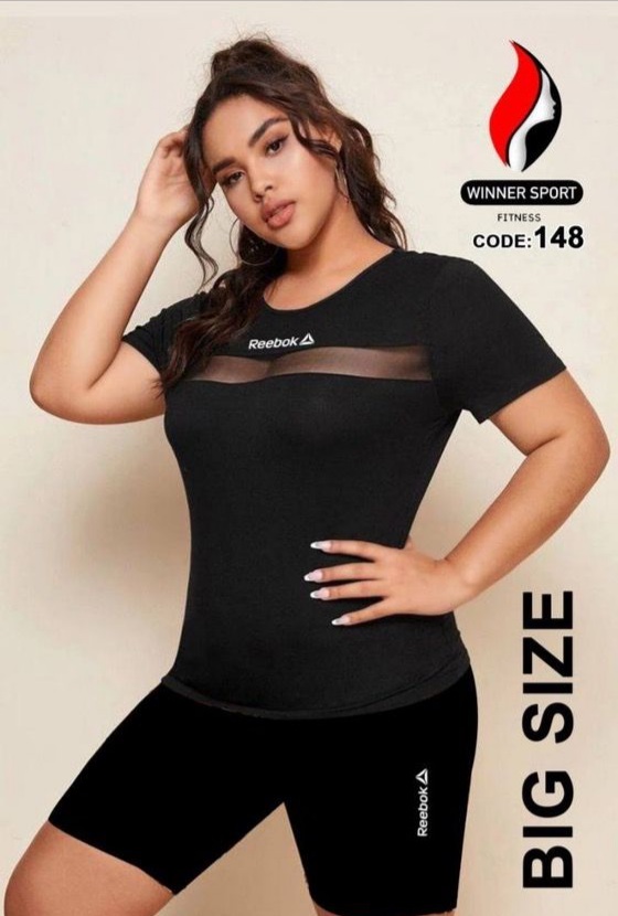 ست ورزشی زنانه تیشرت شلوارک بزرگ سایز کد 05148