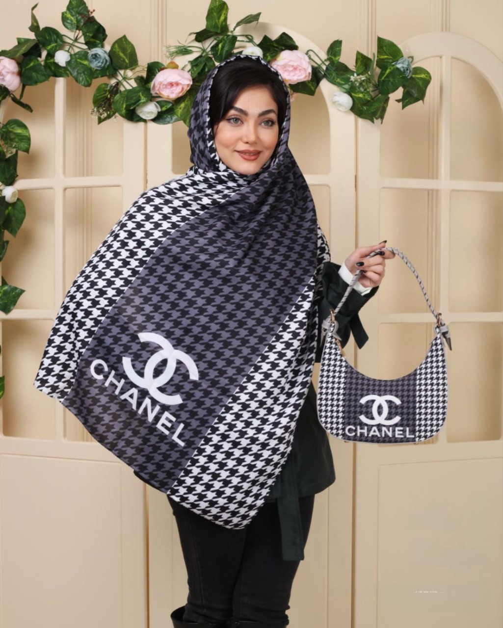 ست زنانه کیف و شال طرح چنل  کد ۰۲۱۳۰8