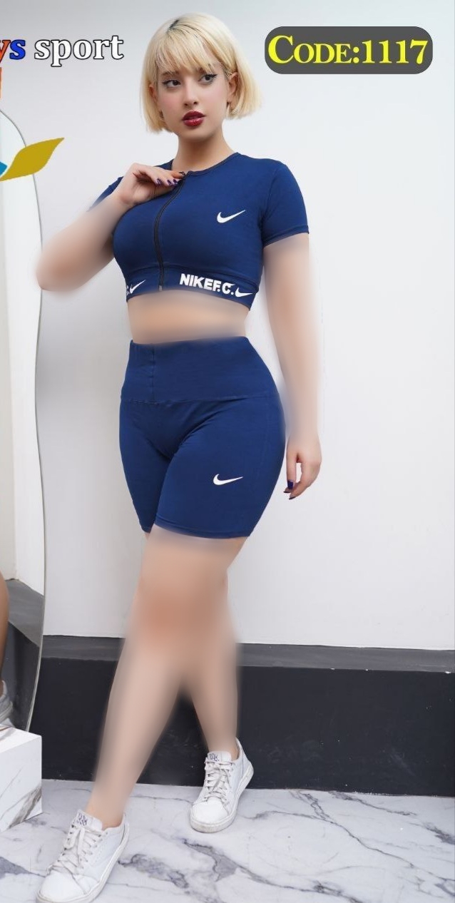 ست ورزشی زنانه کراپ شلوارک کد ۰۵۱۱۱۷